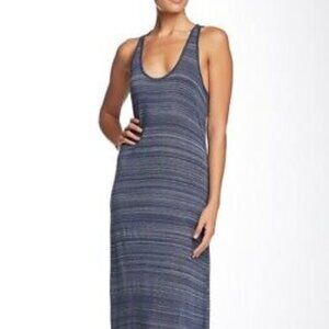 Vince Space Dye Tank Sleeveless Floor Length Maxi Dress Navy Blue Size XS